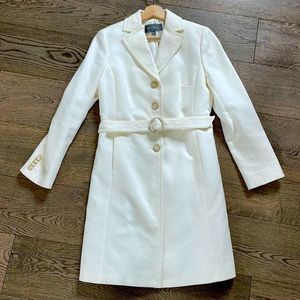 Ann Taylor white/ off white cream trench coat overcoat dress jacket